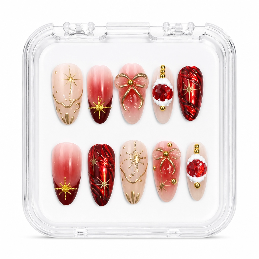 Press-on Nails Wholesale $9.90 Aurora Crimson Luxe by Yabe Vietnam