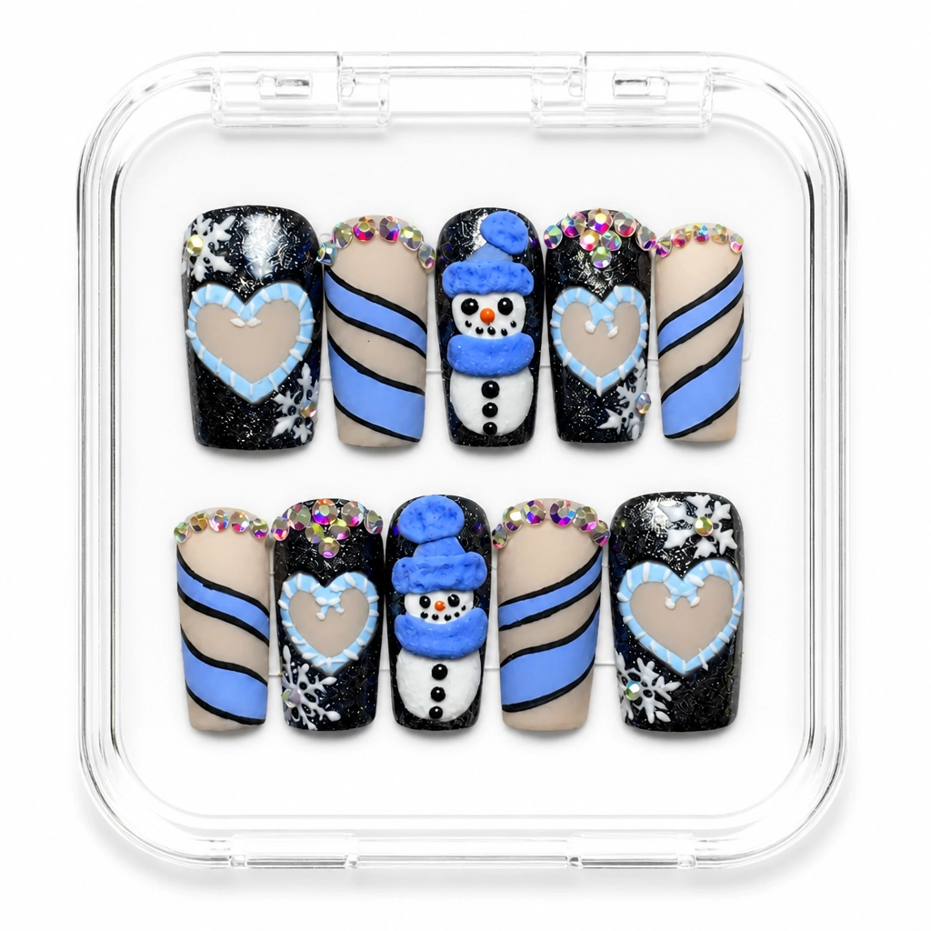 Press-on Nails Wholesale $9.90 Frozen Snowman Luxe by Yabe Vietnam