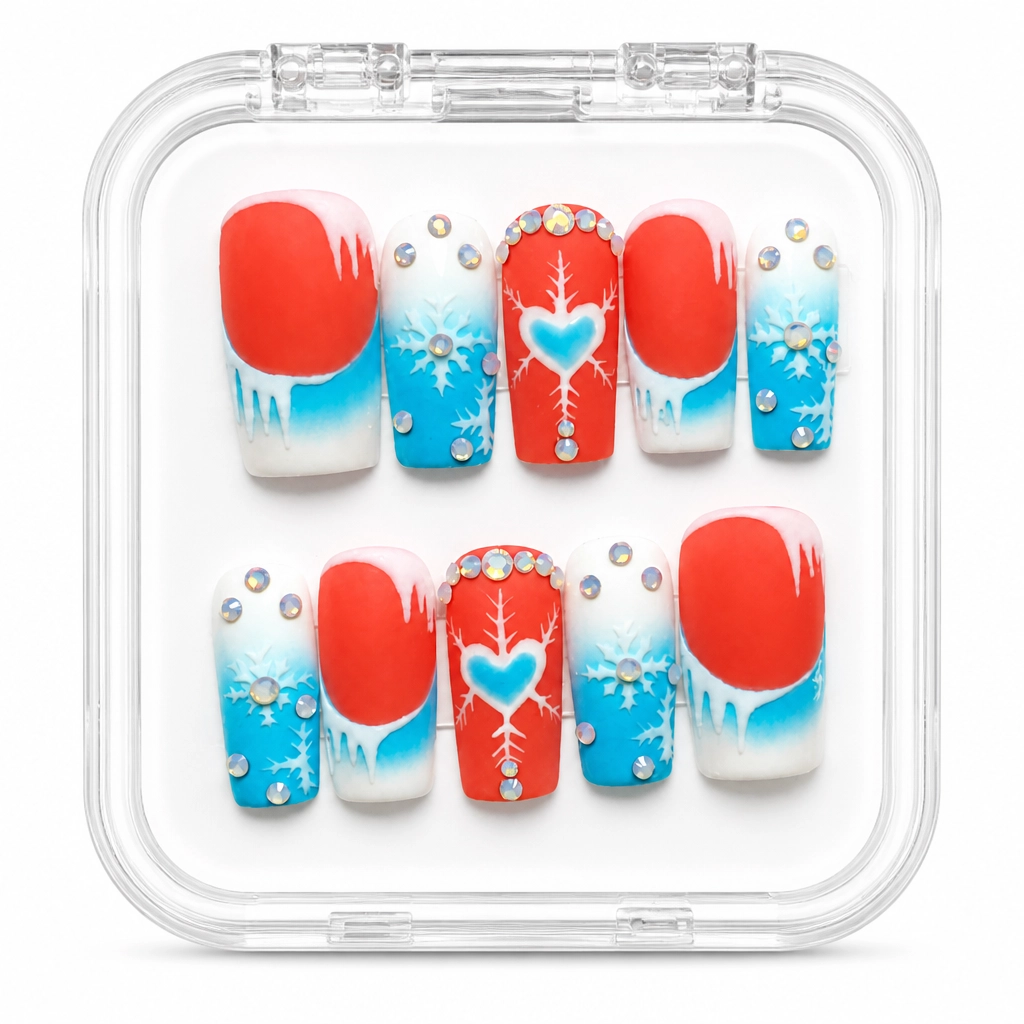 Press-on Nails Wholesale $9.90 Frozen Hearts by Yabe Vietnam
