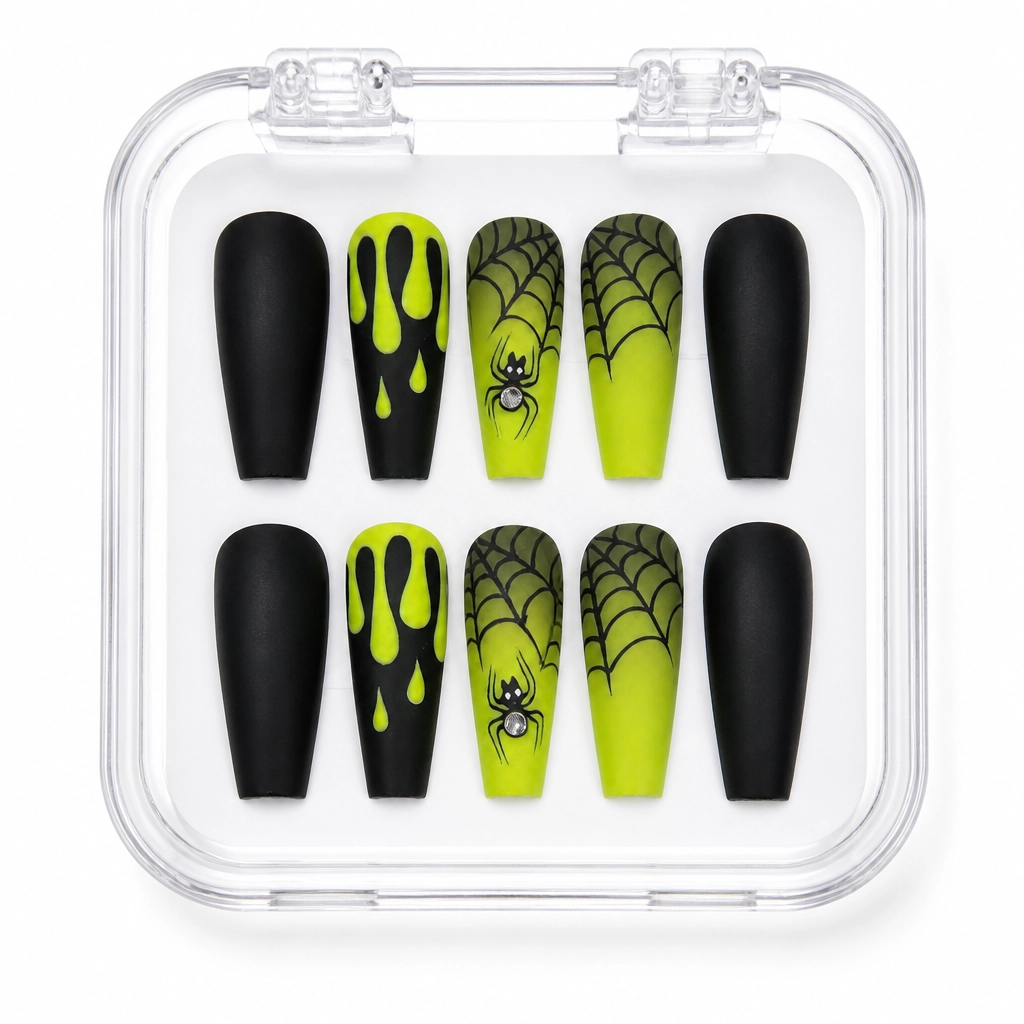 Press-on Nails Wholesale $9.90 Lime Web Glam by Yabe Vietnam