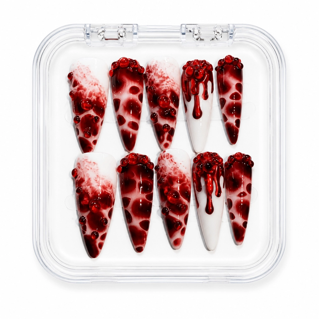 Press-on Nails Wholesale $9.90 Crimson Drip Elegance by Yabe Vietnam