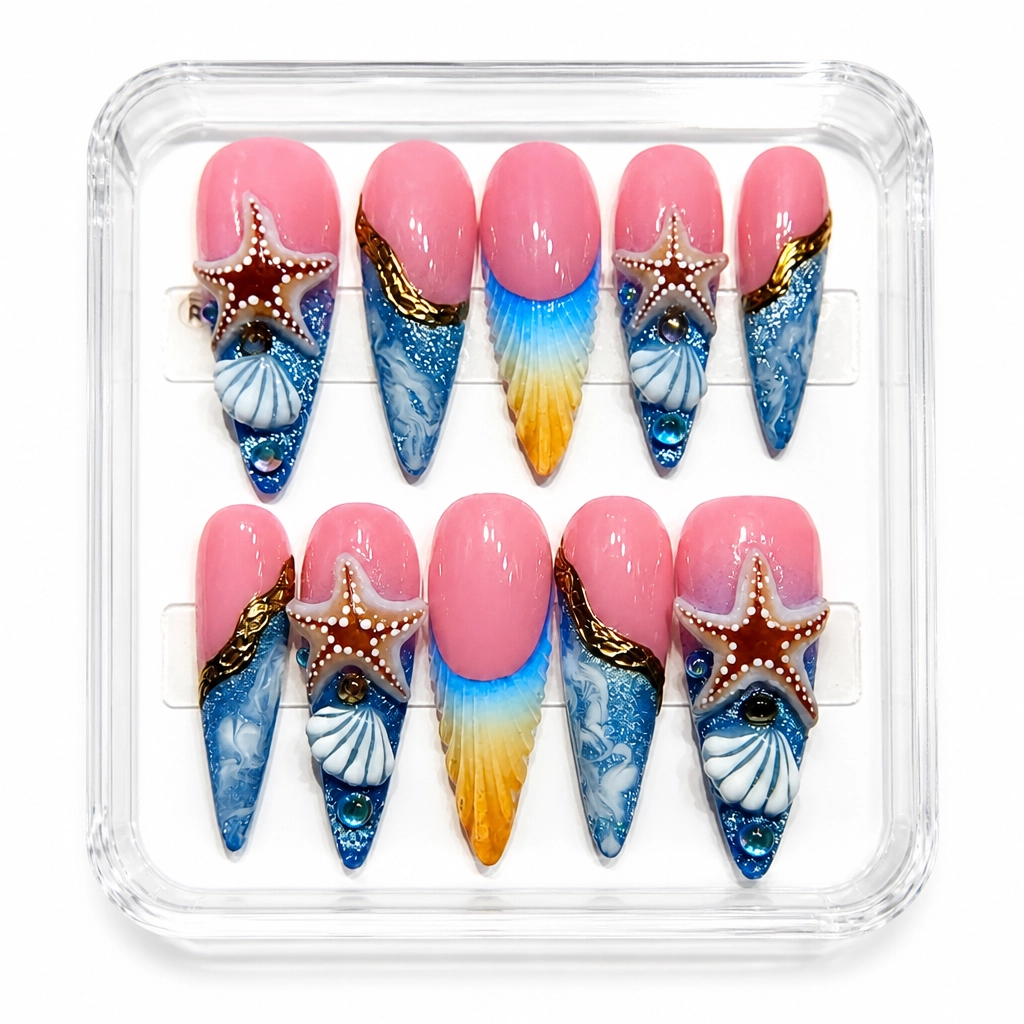 Press-on Nails Wholesale $9.90 Mermaid Dreamscape by Yabe Vietnam