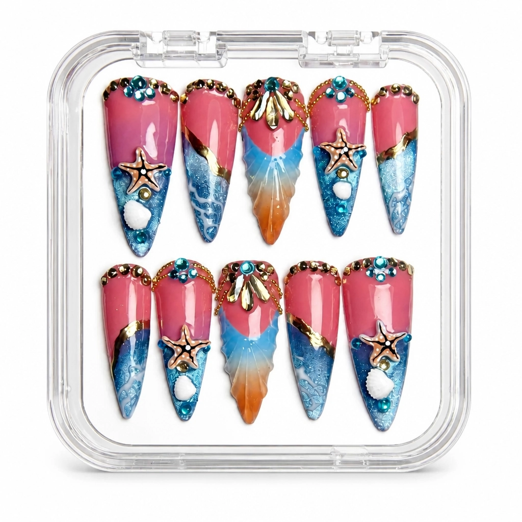 Press-on Nails Wholesale $9.90 Oceanic Elegance by Yabe Vietnam