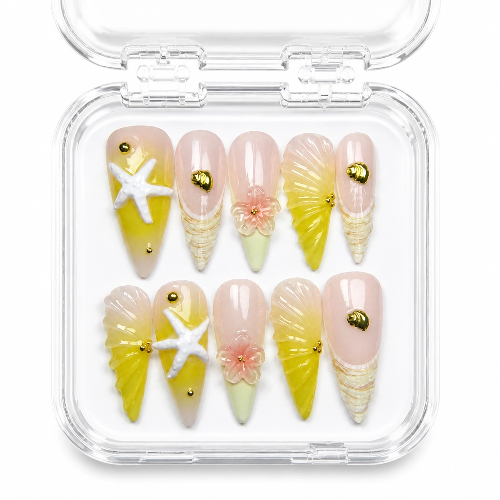 Press-on Nails Wholesale $9.90 Tropical Seashell Luxury by Yabe Vietnam
