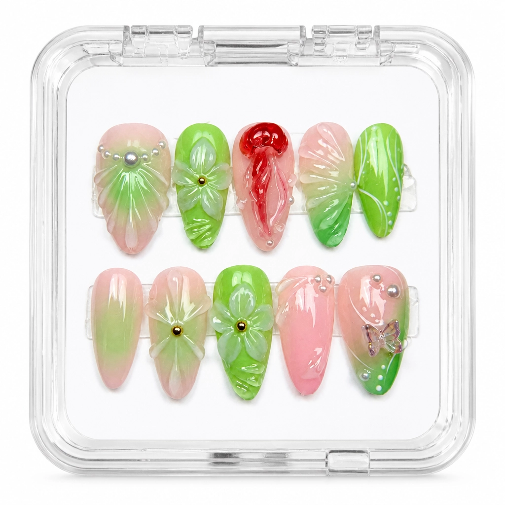 Press-on Nails Wholesale $9.90 Botanical Bliss by Yabe Vietnam