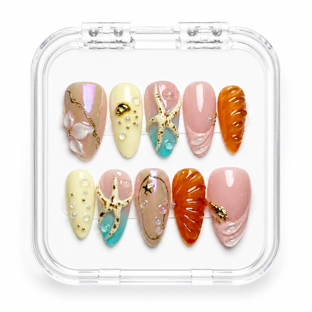 Press-on Nails Wholesale $9.90 Turquoise Glamour by Yabe Vietnam