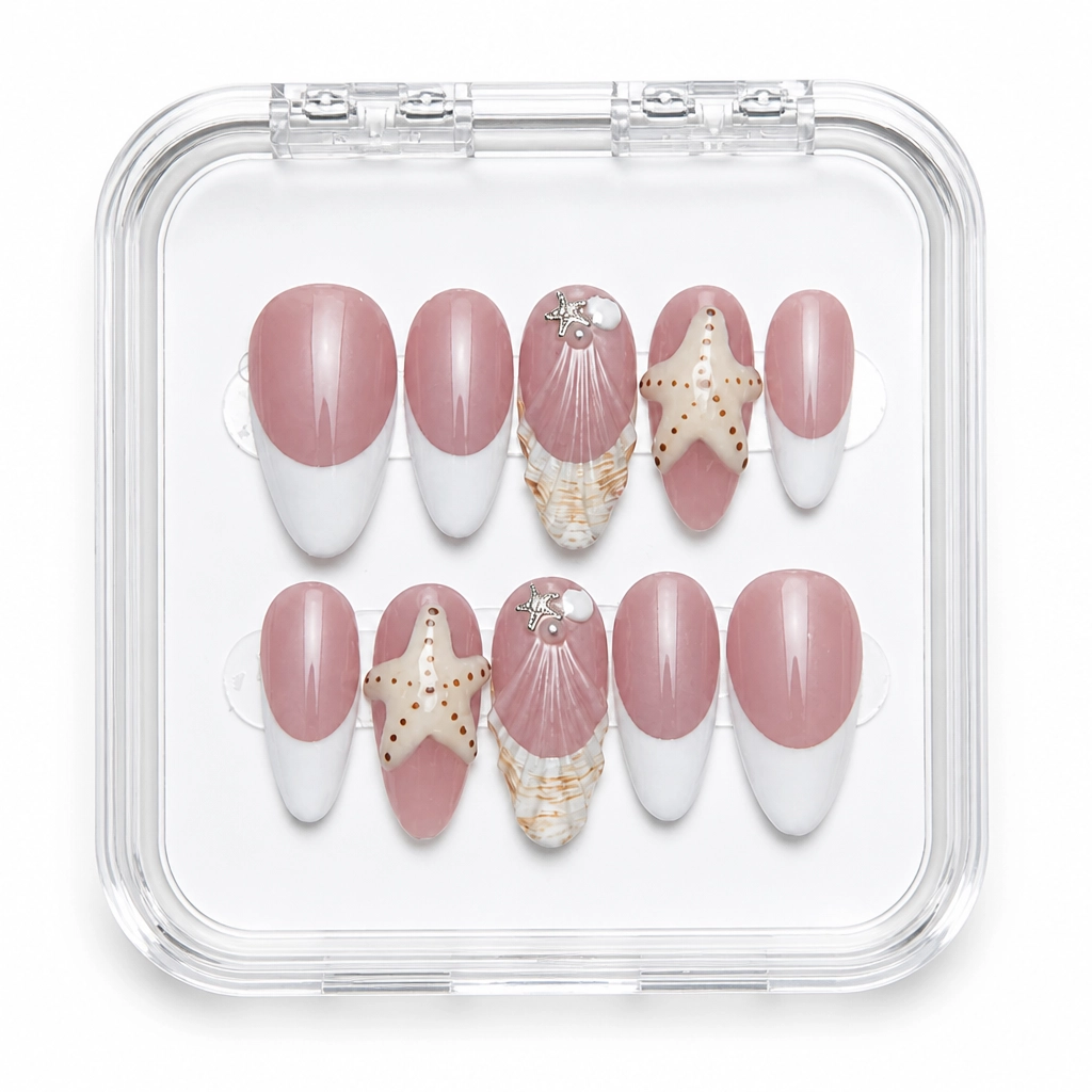 Press-on Nails Wholesale $9.90 Seashell Elegance by Yabe Vietnam