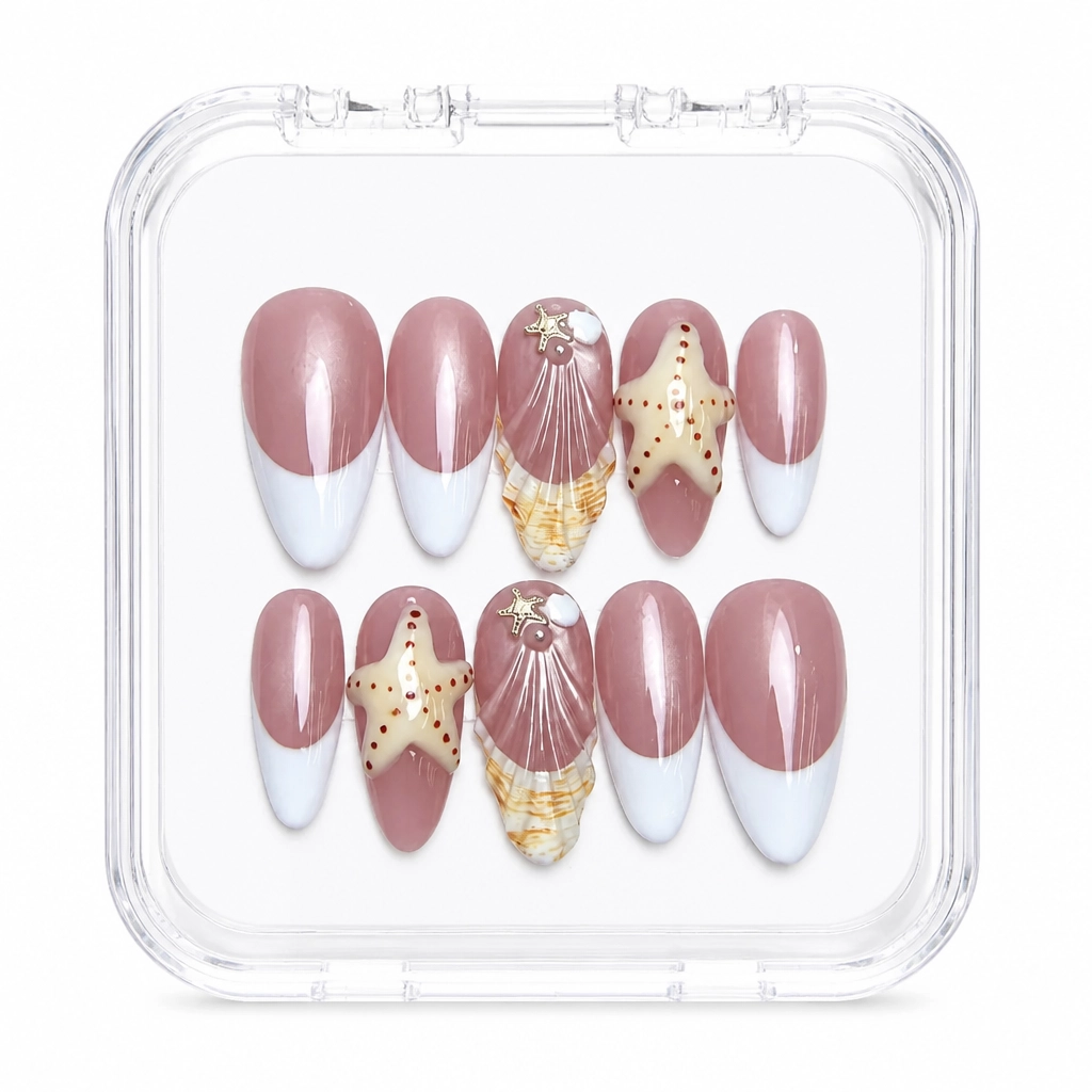 Press-on Nails Wholesale $9.90 Mauve Shell Elegance by Yabe Vietnam