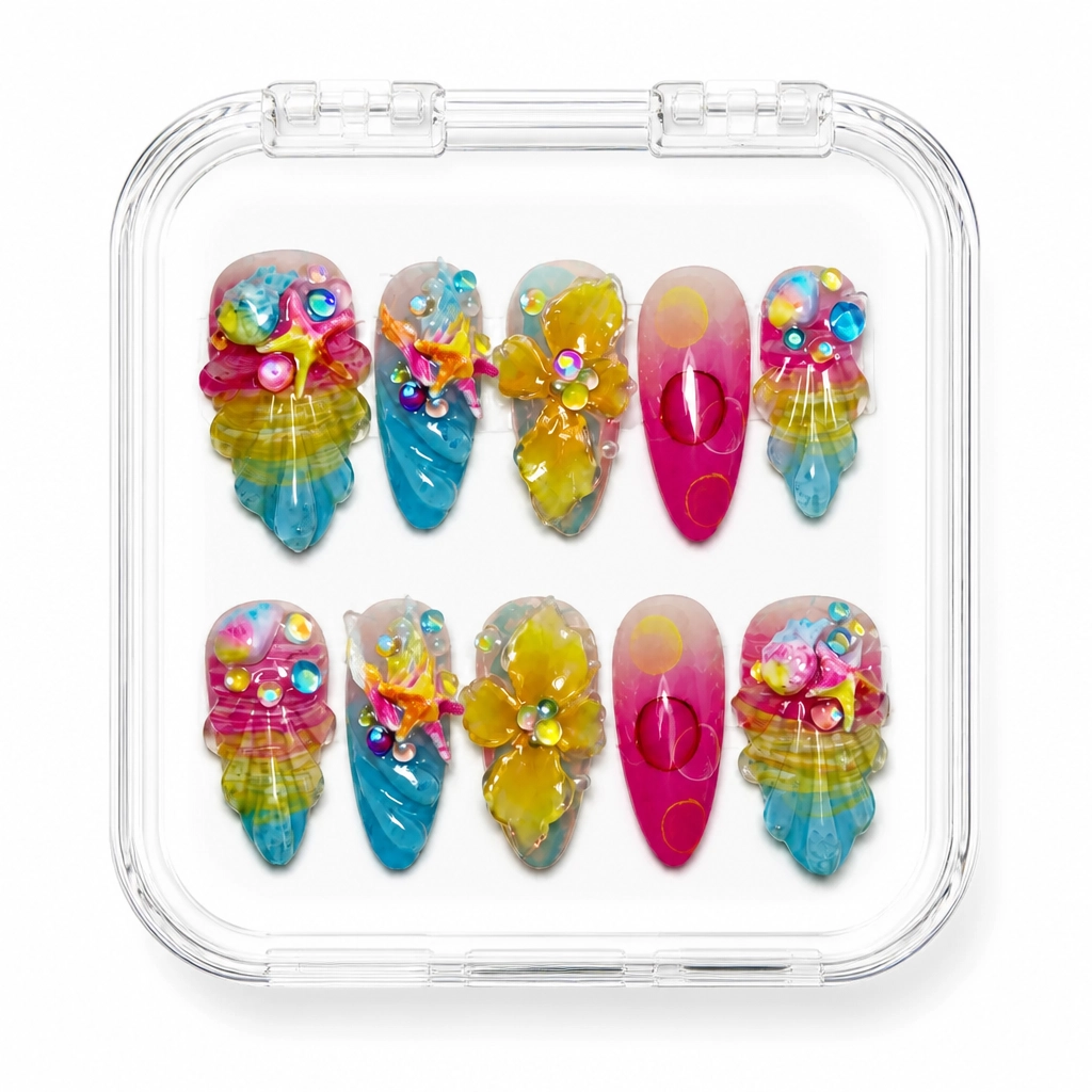 Press-on Nails Wholesale $9.90 Rose Prismatic Bloom by Yabe Vietnam