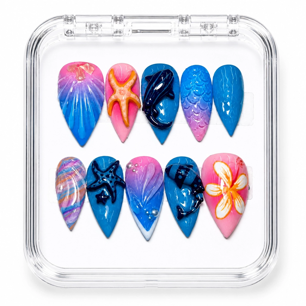 Press-on Nails Wholesale $9.90 Ocean Bloom by Yabe Vietnam