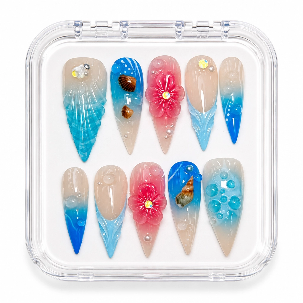 Press-on Nails Wholesale $9.90 Azure Bloom by Yabe Vietnam