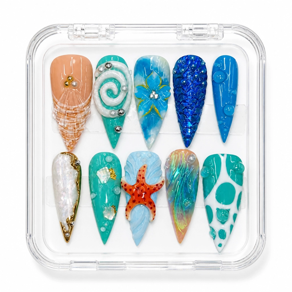 Press-on Nails Wholesale $9.90 Oceanic Elegance by Yabe Vietnam