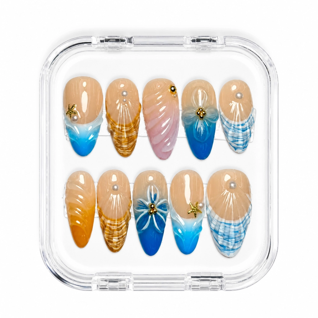 Press-on Nails Wholesale $9.90 Ocean Shell Luxe by Yabe Vietnam