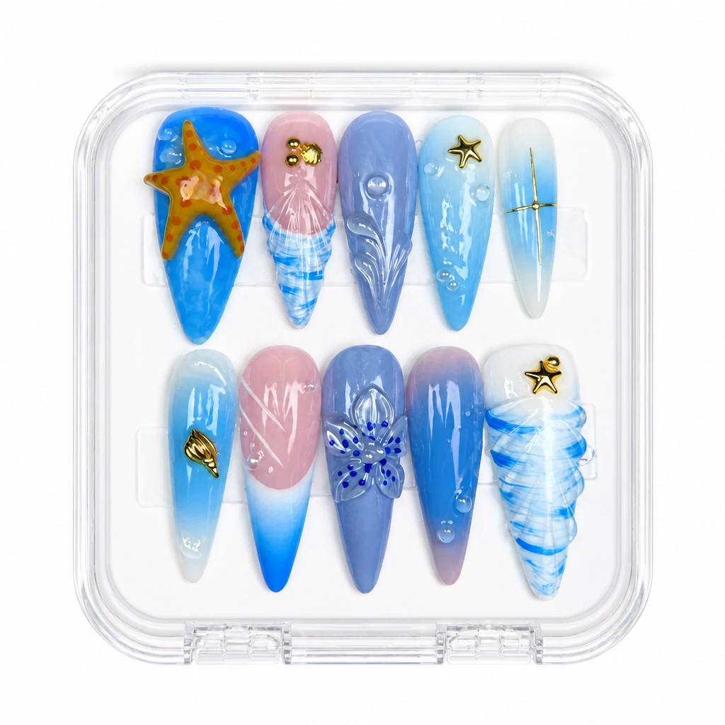 Press-on Nails Wholesale $9.90 Oceanic Elegance by Yabe Vietnam