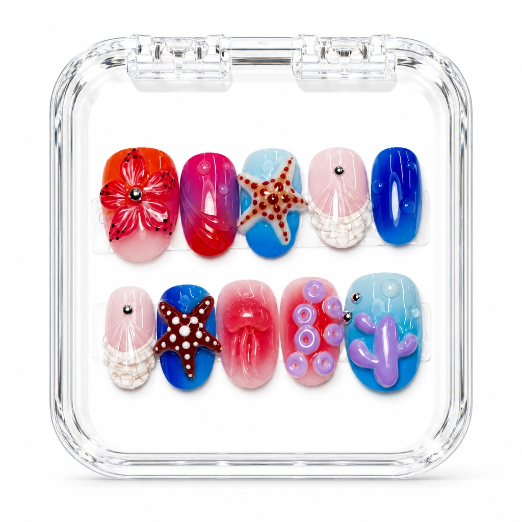 Press-on Nails Wholesale $9.90 Oceanic Mosaic by Yabe Vietnam