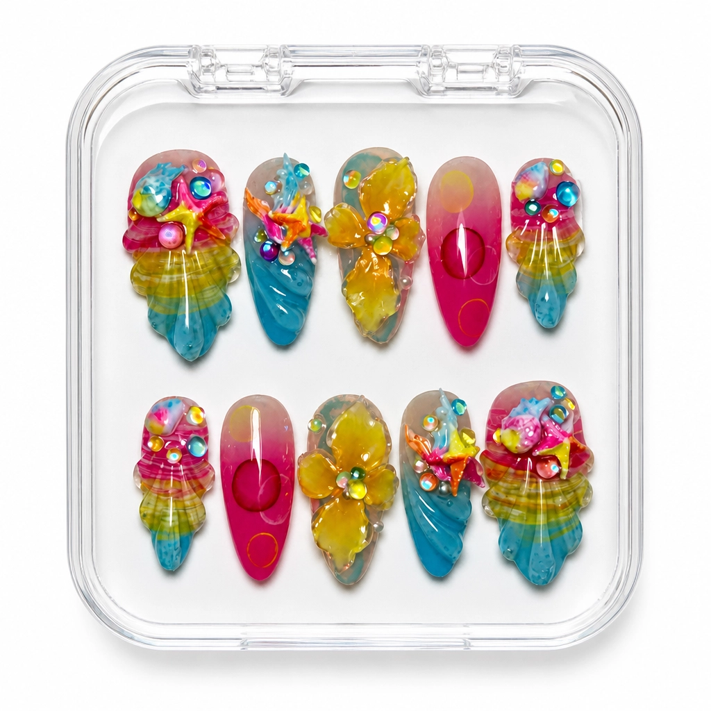 Press-on Nails Wholesale $9.90 Tropical Reef Bliss by Yabe Vietnam