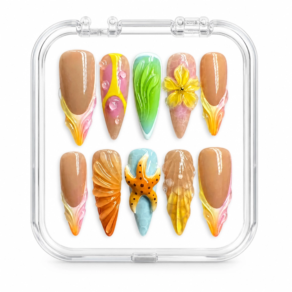 Press-on Nails Wholesale $9.90 Sunset Seashell Bliss by Yabe Vietnam