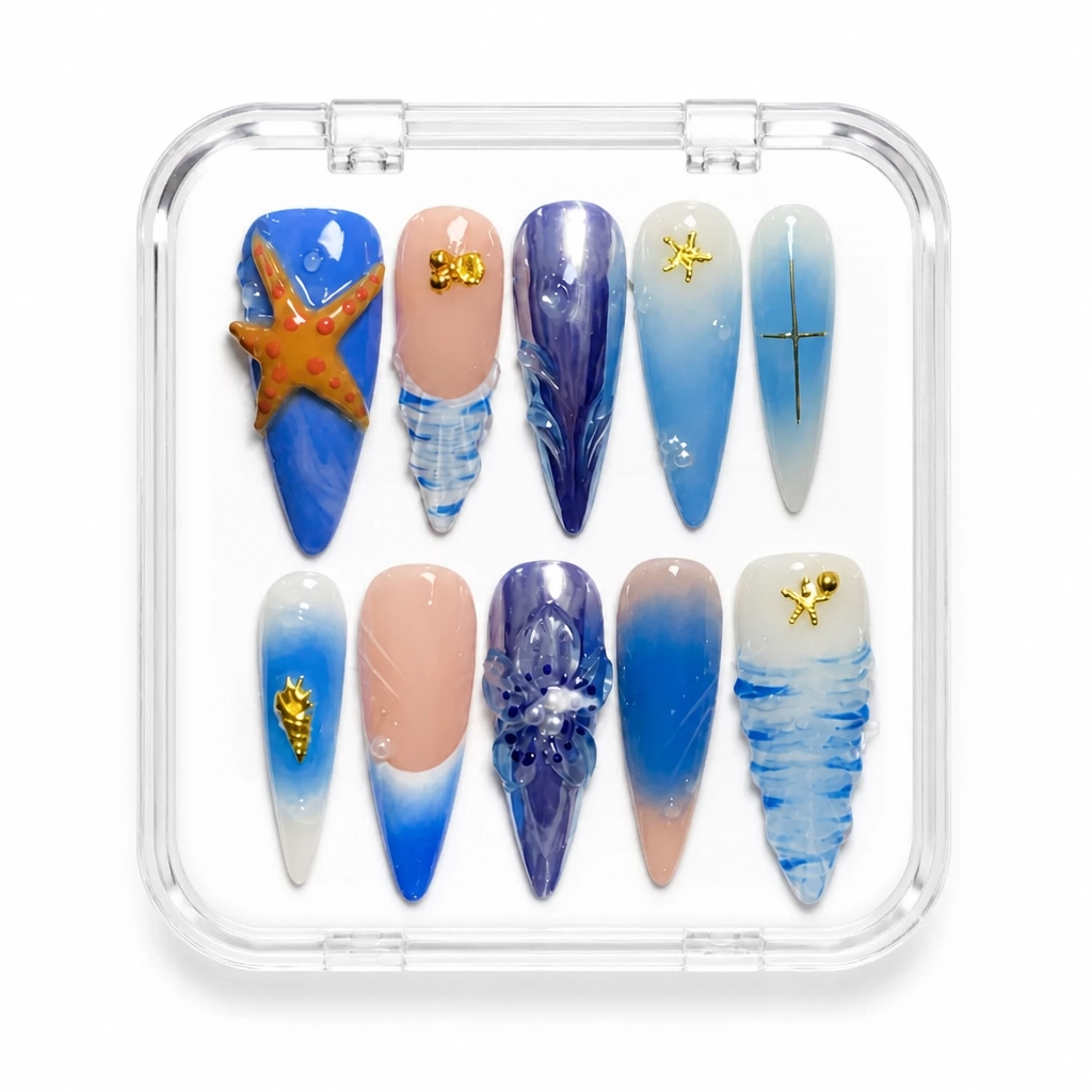 Press-on Nails Wholesale $9.90 Azure Coastal by Yabe Vietnam