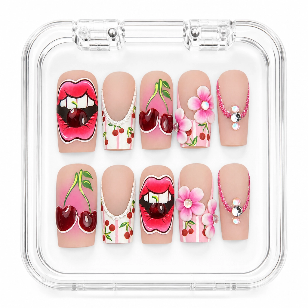 Press-on Nails Wholesale $9.90 Cherry Blossom Chic by Yabe Vietnam