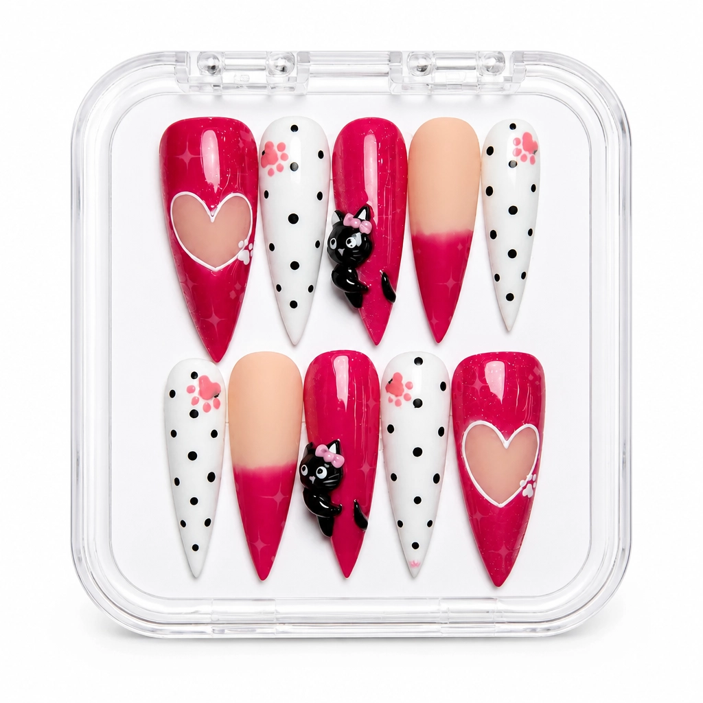 Press-on Nails Wholesale $9.90 Crimson Hearts by Yabe Vietnam