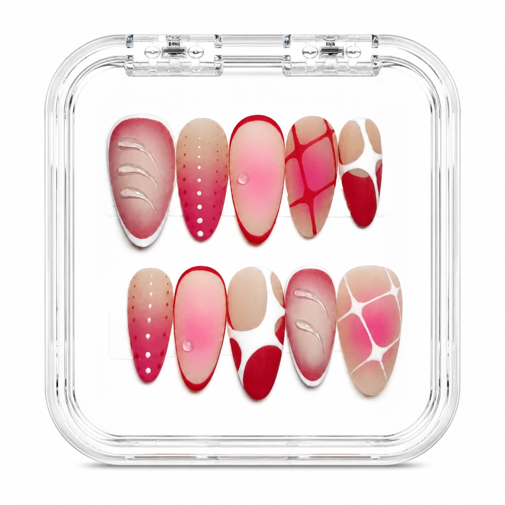 Press-on Nails Wholesale $9.90 Crimson Gradient Elegance by Yabe Vietnam