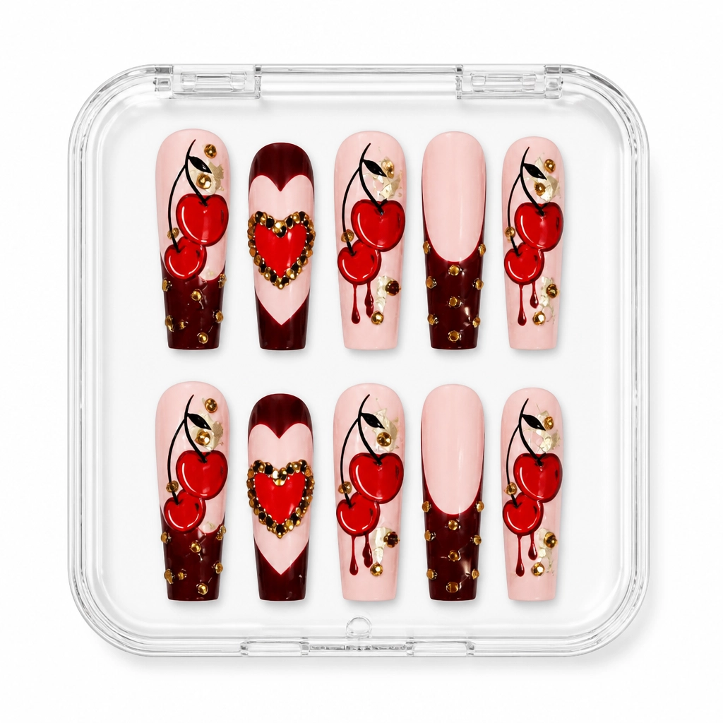 Press-on Nails Wholesale $9.90 Crimson Strawberry Luxe by Yabe Vietnam