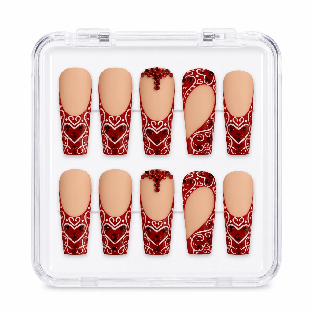Press-on Nails Wholesale $9.90 Crimson Chevron by Yabe Vietnam