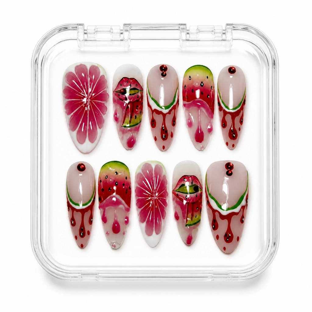 Press-on Nails Wholesale $9.90 Crimson Flora by Yabe Vietnam