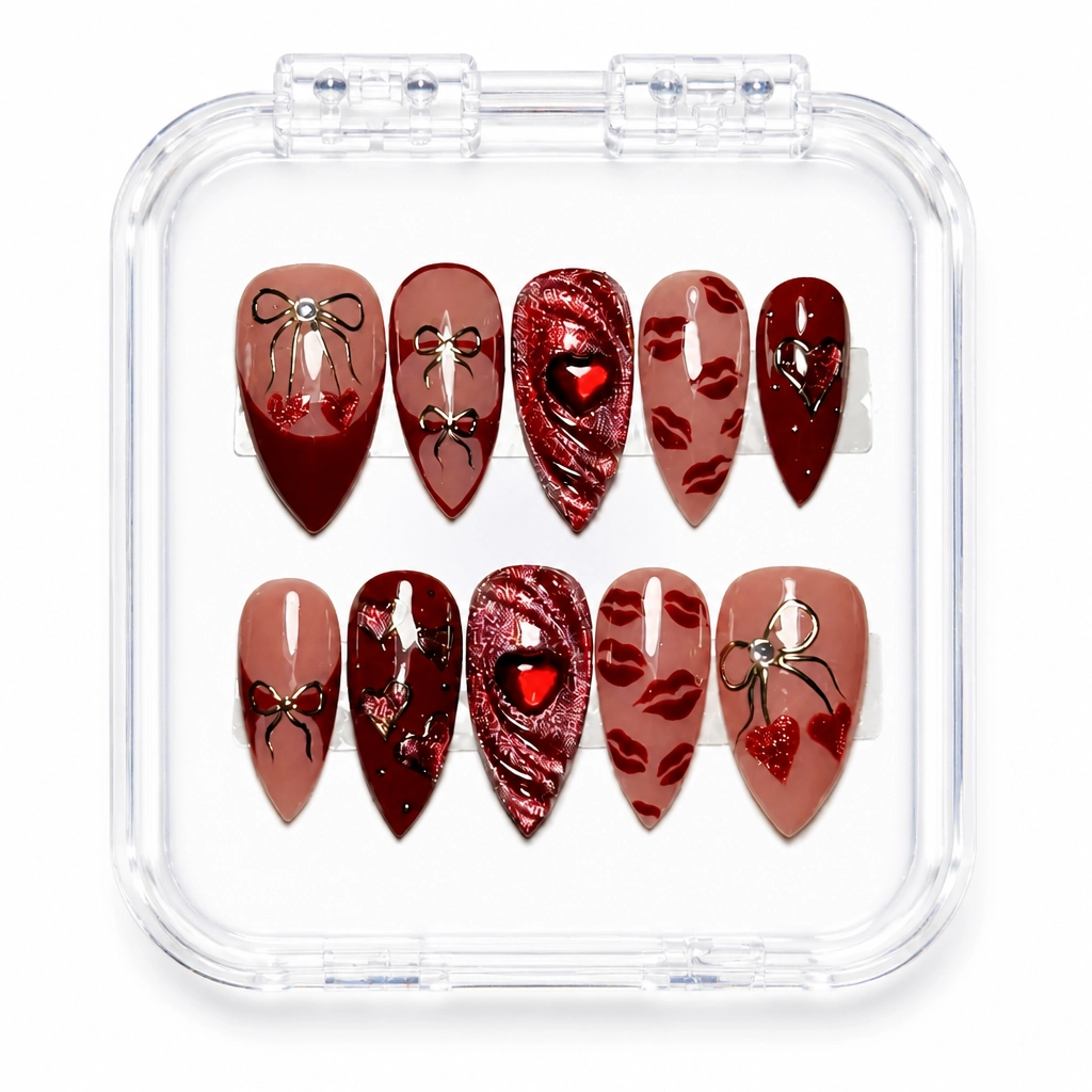 Press-on Nails Wholesale $9.90 Crimson Elegance by Yabe Vietnam