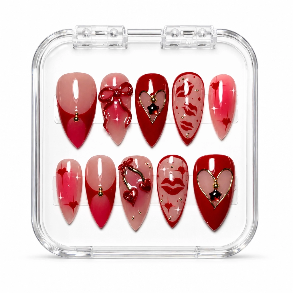 Press-on Nails Wholesale $9.90 Crimson Charm by Yabe Vietnam