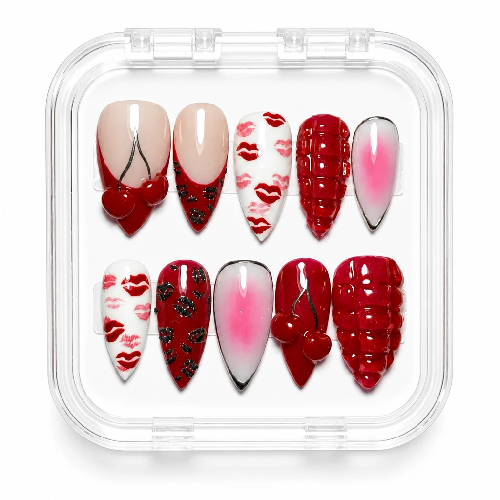 Press-on Nails Wholesale $9.90 Crimson Kiss by Yabe Vietnam