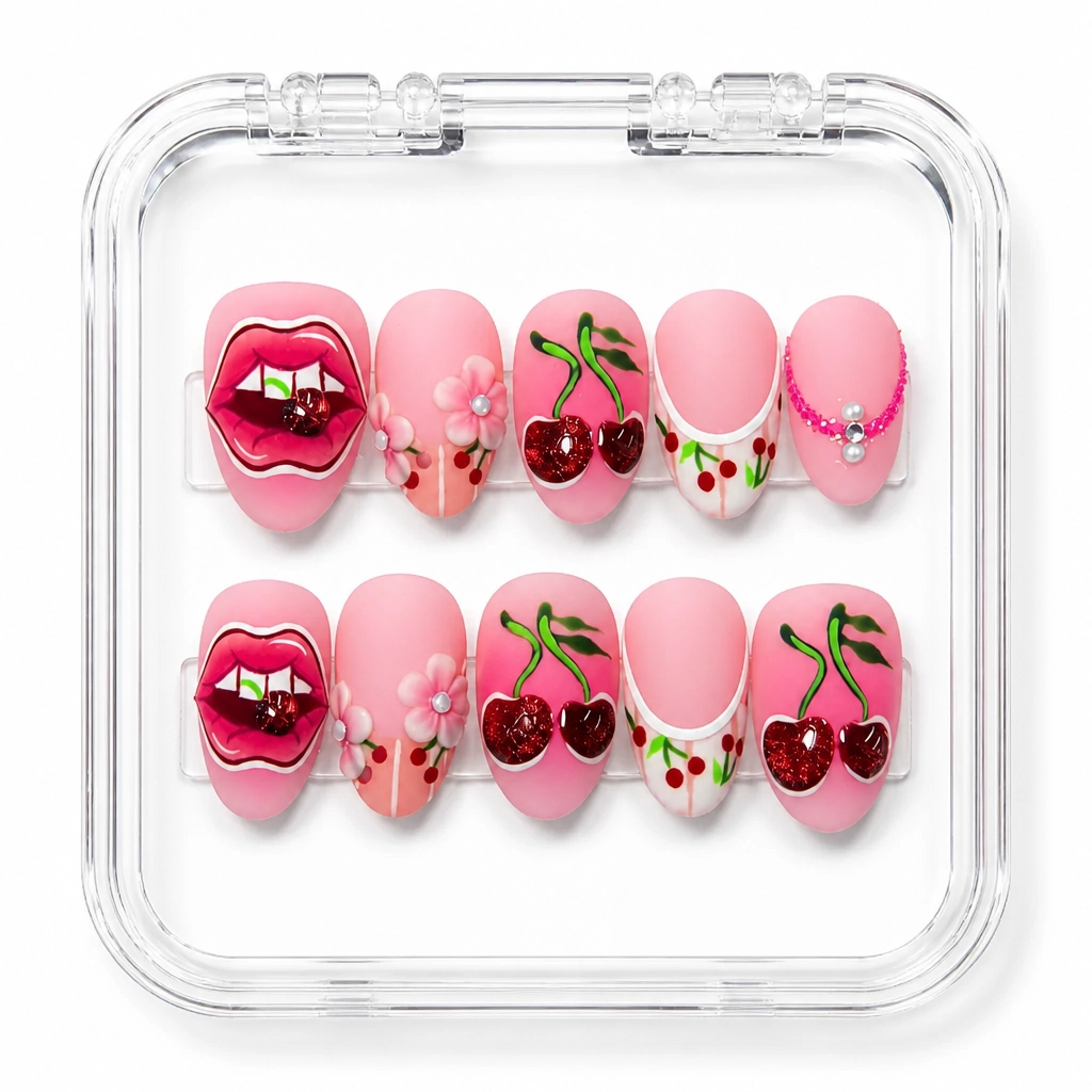 Press-on Nails Wholesale $9.90 Cherry Kiss by Yabe Vietnam