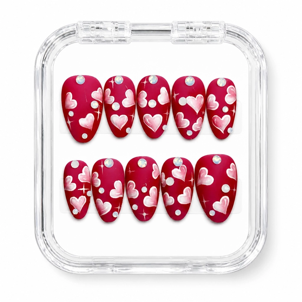 Press-on Nails Wholesale $9.90 Crimson Heartbeat by Yabe Vietnam