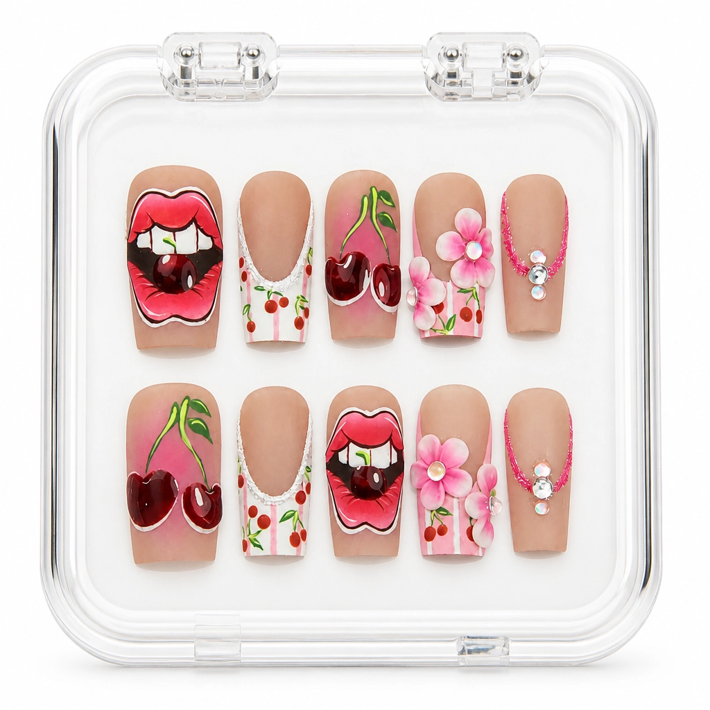 Press-on Nails Wholesale $9.90 Cherry Bite Bliss by Yabe Vietnam