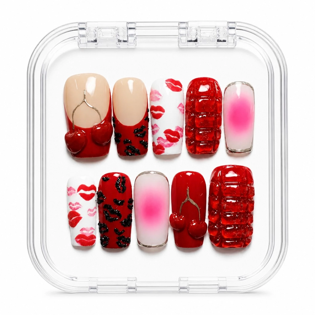 Press-on Nails Wholesale $9.90 Crimson Kiss by Yabe Vietnam