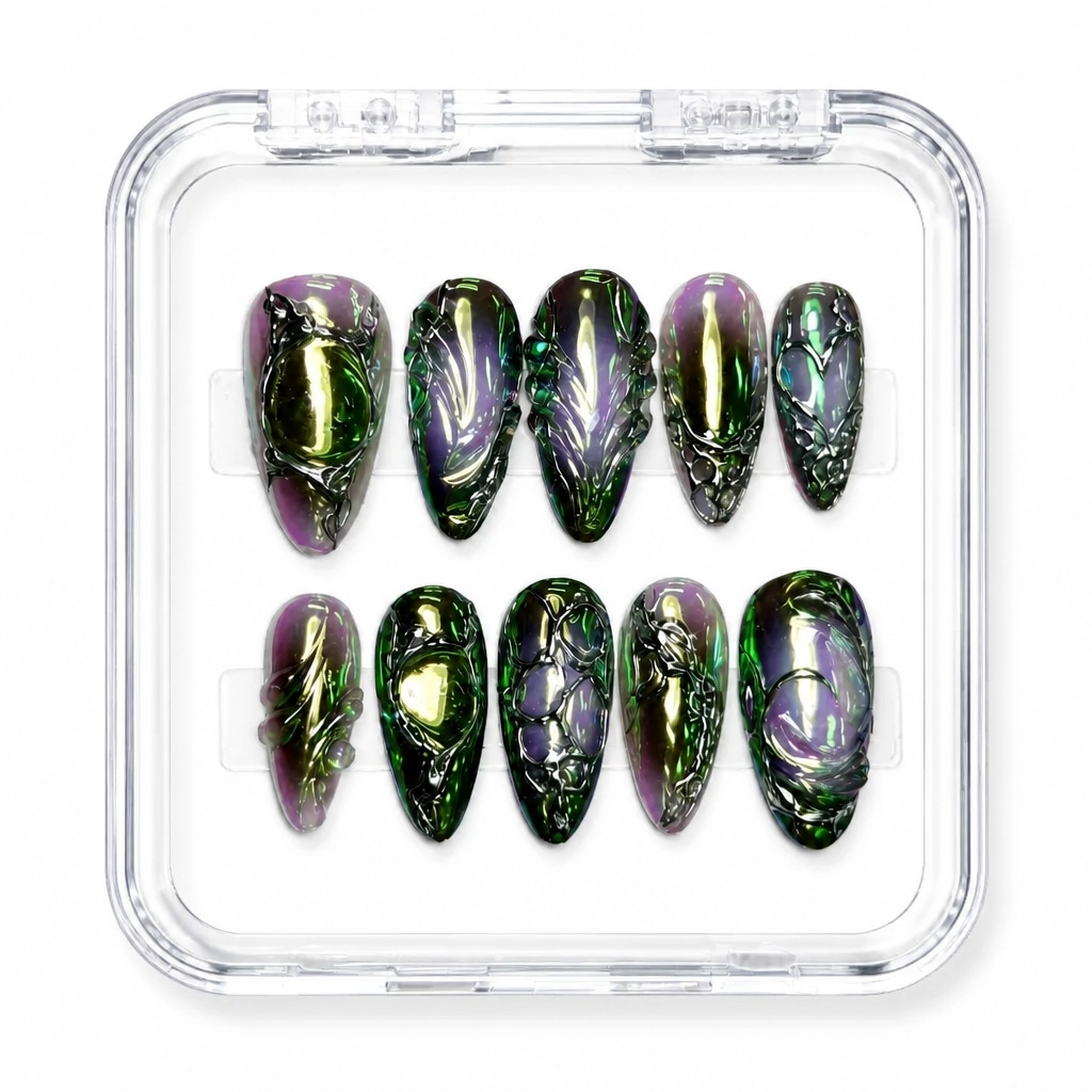 Press-on Nails Wholesale $14.90 Cyber Chrome Armor by Yabe Vietnam