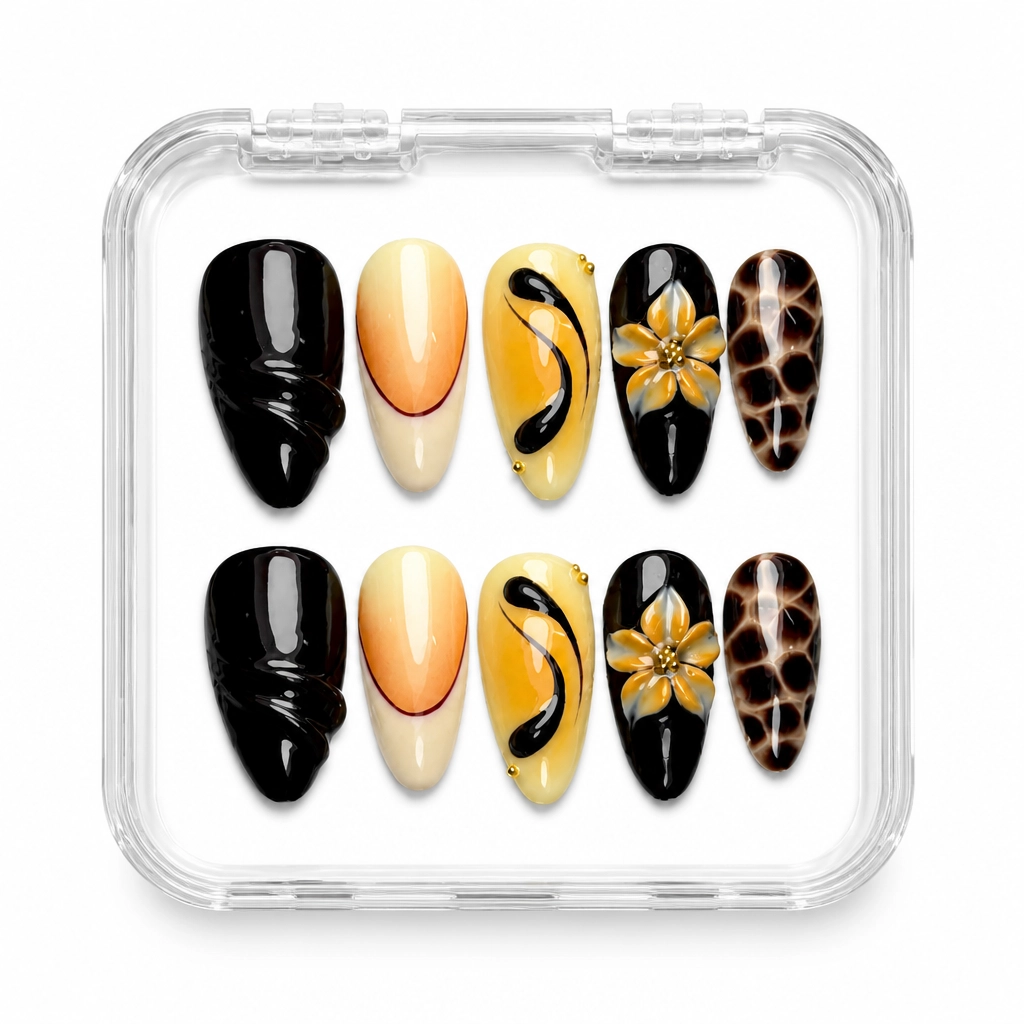 Press-on Nails Wholesale $14.90 Golden Swirl Elegance by Yabe Vietnam