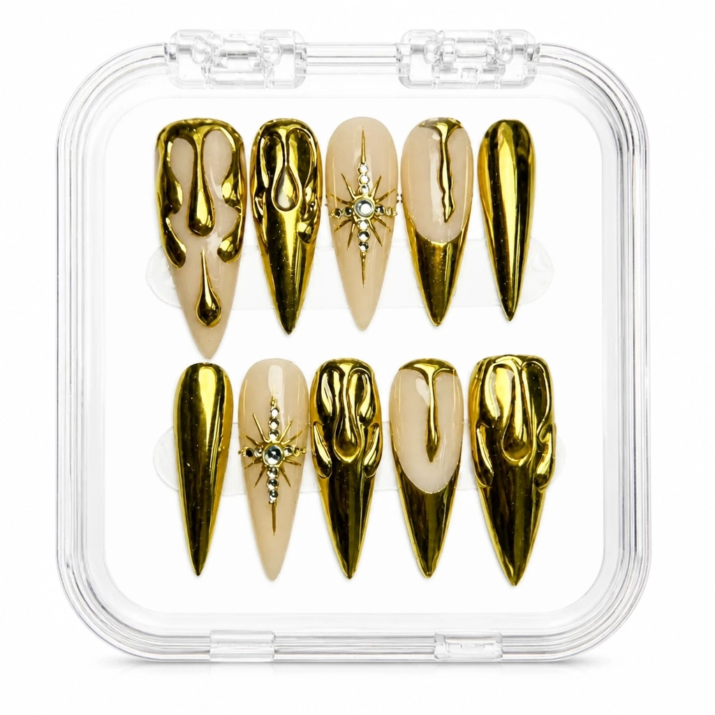 Press-on Nails Wholesale $14.90 Velvet Gold Elegance by Yabe Vietnam