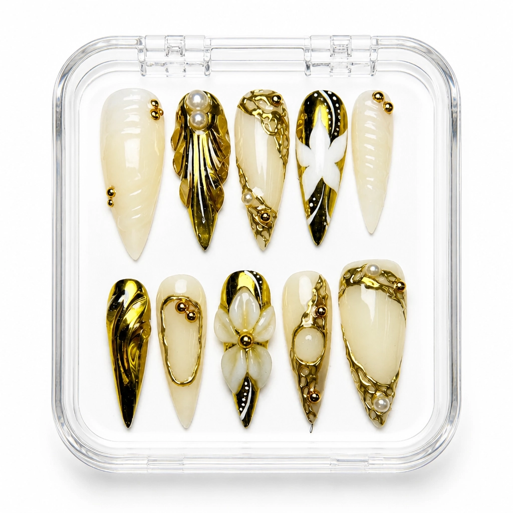 Press-on Nails Wholesale $14.90 Gilded Elegance by Yabe Vietnam