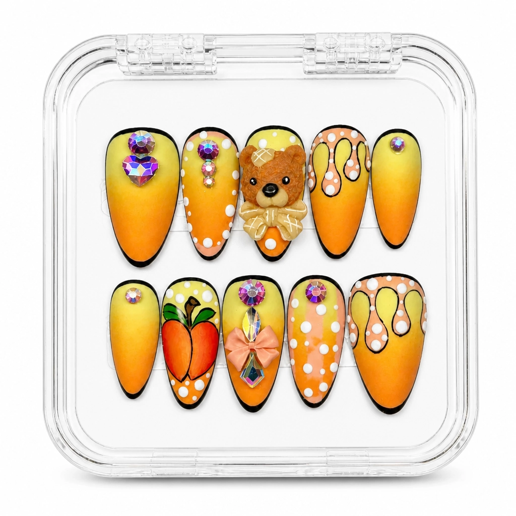 Press-on Nails Wholesale $14.90 Peachy Bear Bliss by Yabe Vietnam