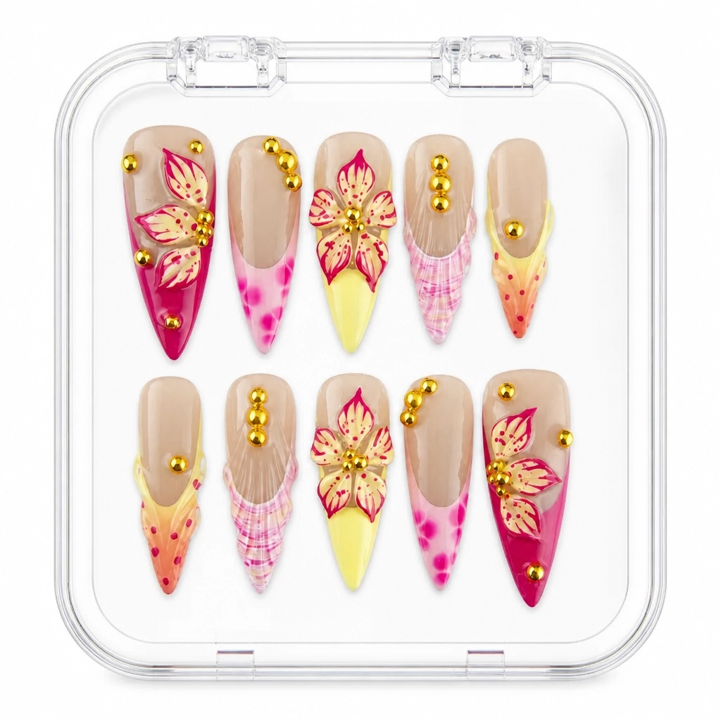 Press-on Nails Wholesale $14.90 Magenta Blossom by Yabe Vietnam