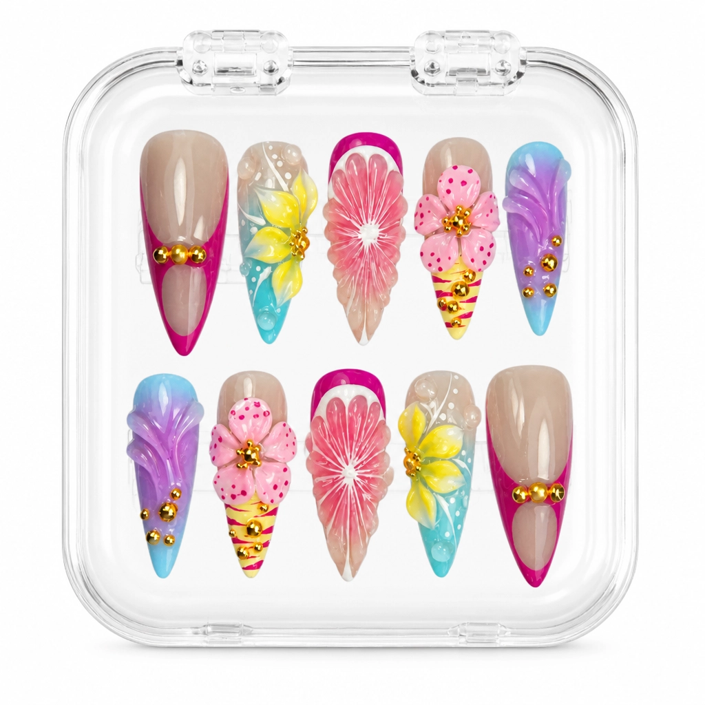 Press-on Nails Wholesale $14.90 Citrus Bloom Elegance by Yabe Vietnam