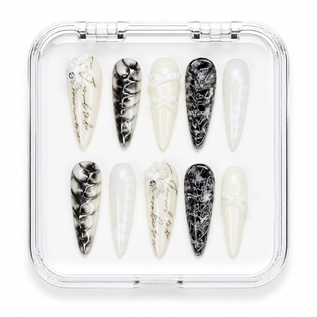 Press-on Nails Wholesale $14.90 Gothic Ribbon Elegance by Yabe Vietnam