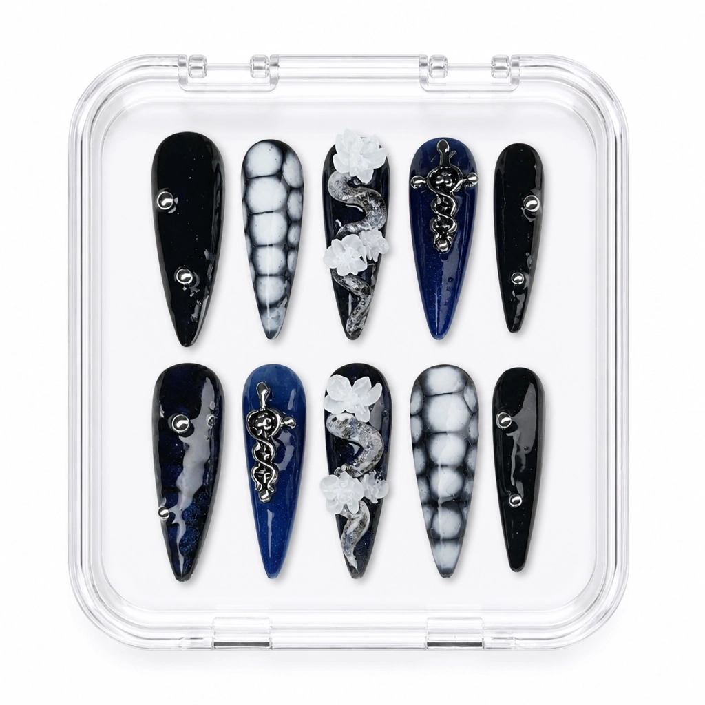 Press-on Nails Wholesale $14.90 Serpent Sapphire by Yabe Vietnam
