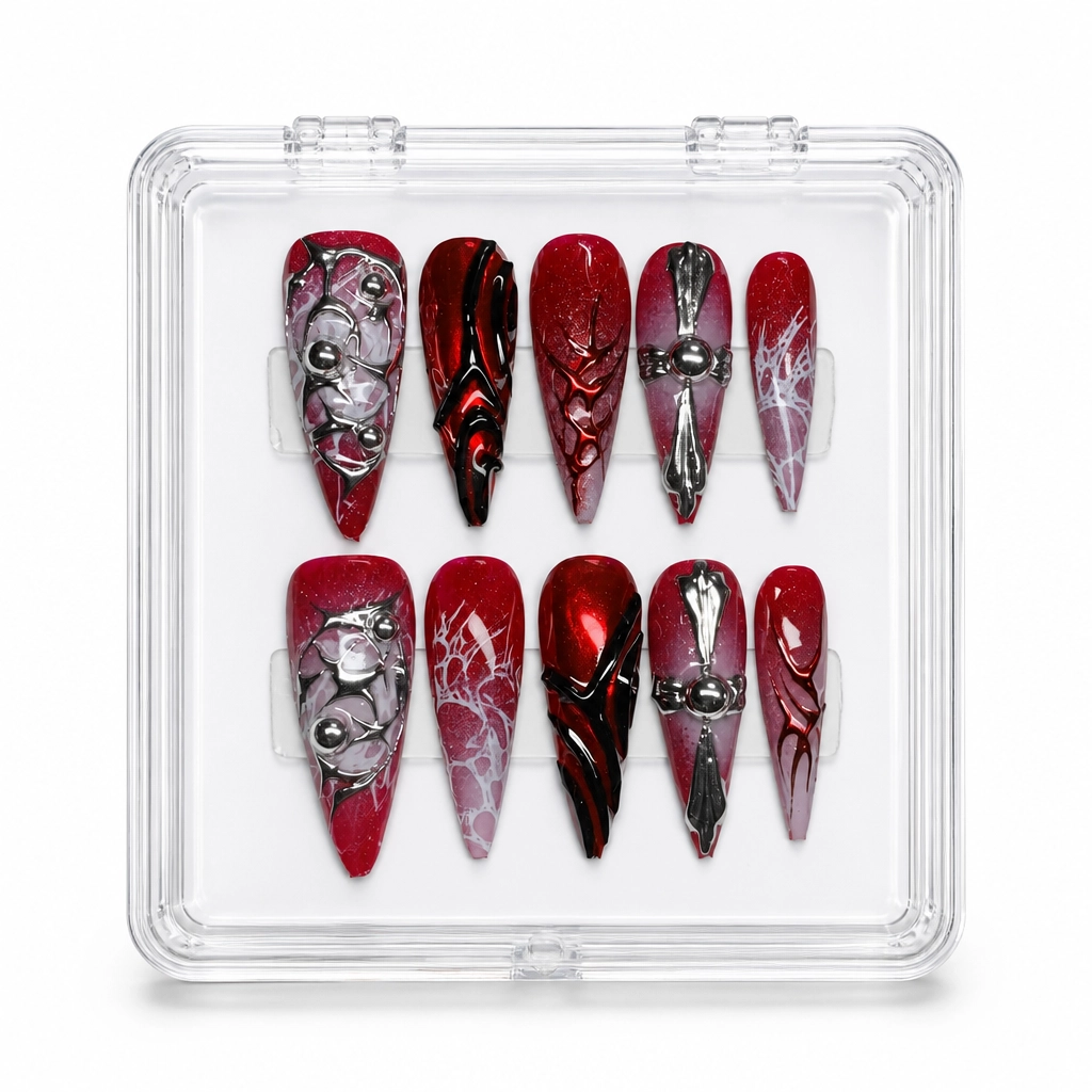 Press-on Nails Wholesale $14.90 Cyber Crimson Flare by Yabe Vietnam