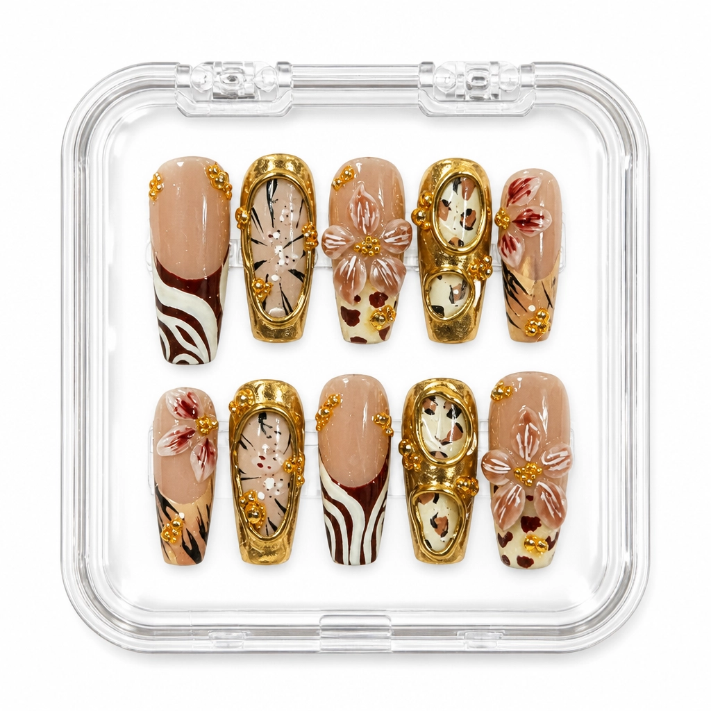 Press-on Nails Wholesale $14.90 Golden Bloom by Yabe Vietnam