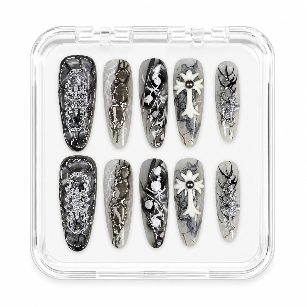 Press-on Nails Wholesale $14.90 Chrome Baroque Bliss by Yabe Vietnam