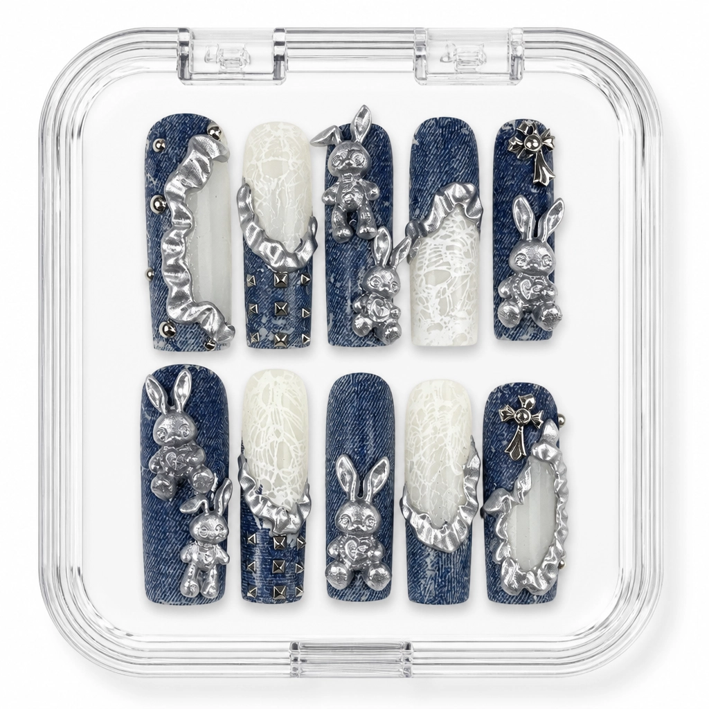Press-on Nails Wholesale $14.90 Denim Punk Chic by Yabe Vietnam