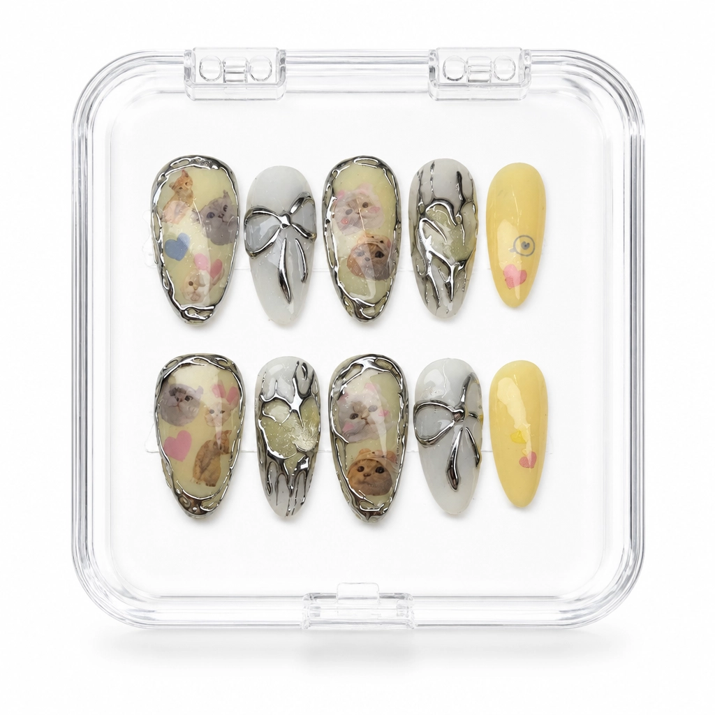 Press-on Nails Wholesale $14.90 Kawaii Cat Charm by Yabe Vietnam