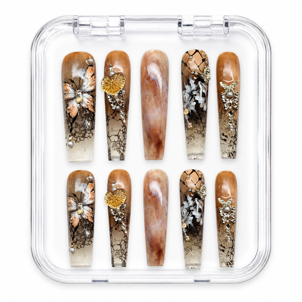 Press-on Nails Wholesale $14.90 Amber Monarch by Yabe Vietnam